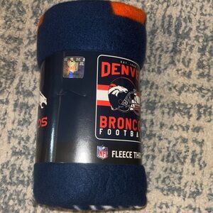 NFL Broncos Fleece Throw Blanket - Navy and Orange